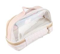 Qcwwy Pen Pencil Marker Cases School Supplies See Through Pouch Double Layer Large Capacity Lightweight with Handle for School Students Makeup Travel Stationery Storage Transparent (Yellow)