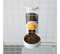 Qcwwy Pet Cage Suspended Food Water Dispenser Water BottlesHanging Automatic Bottle Bowl for Cats Dogs Rabbits with 1L Large Capacity and 100℃ Heat Resistant Detachable Design (Pearl White)
