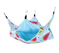 Qcwwy Pet Hamster Hanging Hammock, Cartoon Pattern Small Animals Bunkbed with Fixed Accessories, for Hamsters Guinea Pigs Chinchillas Ferrets Parrots Rabbits Mice Squirrels Hedgehogs (S watermelon