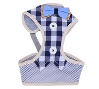 Qcwwy Pet Leash Rope with Classic Plaid Double Layer Bowknot, Cat Chest Strap Harness, Metal Adjustment Buckle, Vest Style (M)