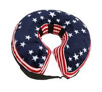 Qcwwy Pet Recovery Collar with Dog Cone, Inflatable PVC Material, Adjustable Strap for Dog and Cat Surgery, Promotes Wound Healing (Blue USA Flag L)