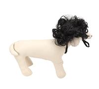 Qcwwy Pet Wig, Nylon Fiber Washable Costume Hairpiece with Elastic Strap Fits Head Circumference 11.8 to 23.6 Inches Soft Comfortable for Dogs Cats Halloween Christmas Party (black afro)