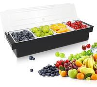 Qcwwy Pizza Toppings Station, Detachable Reusable Pizza Ingredients Condiment Dispenser Seasoning Box for Home or Restaurant Pizza Topping Container(4 Compartments)