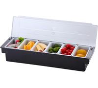 Qcwwy Pizza Toppings Station, Detachable Reusable Pizza Ingredients Condiment Dispenser Seasoning Box for Home or Restaurant Pizza Topping Container(6 Compartments)