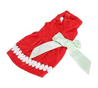 Qcwwy Polyster Dog Summer Dress Sleeveless Skirt for Small Girl Dogs with Bow Back Cool Vest Style Easy to Put On Take Off for Sleeping Taking Pictures (XZD226 red XS)