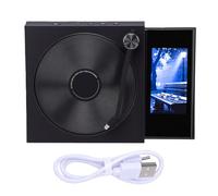 Qcwwy Record Player with Speakers,Black Vintage Turntables | Portable CD,Built In1800mAh Battery,Suspended Lyrics,Retro Elegant Style,Home Decor and Present for Music Lovers,for Desktop