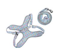 Qcwwy Reflective Pet Dog Harness and Leash Set with Adjustable Soft Breathable Vest for Small Pets Walking (M)