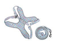 Qcwwy Reflective Pet Dog Harness and Leash Set with Adjustable Soft Breathable Vest for Small Pets Walking (S)