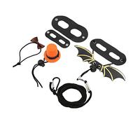 Qcwwy Reptile Decorative Aquascape Supplies Wing Felt Hat Bow Tie Set Adjustable Reptile Harness for Small Pets Geckos Chameleons Iguana Ferrets Hamsters Mice Doll Decoration Photo (Orange hat +