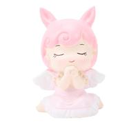Qcwwy Resin Cake Topper, Bunny Ear Figurine with Smile Face for Birthday Easter Baby Shower 3D Mini Sculpture for Desk Car (Girl)