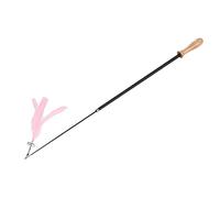 Qcwwy Retractable Cat Teaser Wand with Natural Feathers and Bell for Interactive Cat Play, Telescopic Toy Stick 38.8Inch, Ergonomic Handle Kitten Teasing Rod (Pink)