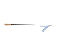 Qcwwy Retractable Cat Teaser Wand with Natural Feathers and Bell for Interactive Cat Play, Telescopic Toy Stick 38.8Inch, Ergonomic Handle Kitten Teasing Rod (Blue)