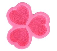 Qcwwy Silicone Mold 3 Cavity Heart Shaped Pink Rose Flower Cake Chocolate Fondant Soap Aromatherapy Plaster for Baking Decorations Handmade Crafts Crafting Tools