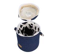 Qcwwy Small Pet Carrier Bag Bite Resistant Travel Cage for Hamster Hedgehog Sugar Glider, with Breathable Mesh and PVC Inner Liner, Jean Cloth 2-in-1 for Four Seasons (dark denim)