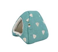 Qcwwy Small Pet Cave House Semi Open Guinea Pig Bed with Cute Cartoon Pattern Linen Plush Soft Warm Cozy for Hamster Chinchilla Baby Rats (Plus Size)