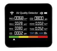 Qcwwy Smart Air Quality Meter Air Quality Analyzer WiFi Connection Digital Display Environmental Monitor for Home Office Indoor Pollution Detection VOC PM2.5 Temperature Humidity Smart