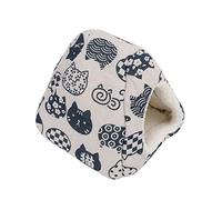 Qcwwy Soft Linen Plush Small Pet Cave Bed for Winter Warm Hamster Guinea Pig Chinchilla Hedgehog Ferret with Cute Cartoon Patterns Machine Washable (Plus Size)