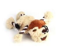 Qcwwy Soft Plush Dog Toy Cow and Bear Shape Teeth Cleaning Chewing Bite Training Interactive with Funny Squeaky for Dogs Grinding Clean Oral Health (Bear Approx. 18 X 10cm / 7.1 X 3.9in)