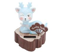 Qcwwy Solar Powered Shaking Animal Ornament Elk Decoration Automatic Deer Shape Decorative for Automobile Swing Decorated for Automobile Swing Decorated for Car Desktop Opening Center (Blue, Eyes