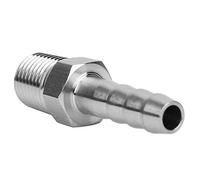 Qcwwy Stainless Steel BSPT Male Thread Connector Barb Joint Quick Coupling with High Work Efficiency for Air Pipe Connection in Pneumatic Equipment Pneumatic Auxiliary Components (BSPT1/4-6mm)