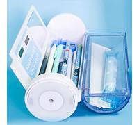 Qcwwy Stand Up Pen Case with Drift Sand Design and Vacuum Sucking Disc, Kawaii Pencil Case for Students Stationery Organizer (Blue Whale)