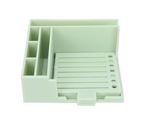 Qcwwy Sticky Note Holder with Stencil, Reusable Note Template Stick List Dispenser Lightweight Space Saving 5 Stencil Multifunction Organization for Office School Planning (Green)