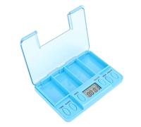 Qcwwy Storage Boxes Electronic Dose Planner Separator Box with Reminder Leakproof 4 Compartments Drawer Organizer Medication Management Storage Case for Home Travel Medication (Blue)