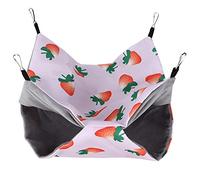 Qcwwy Strawberry Pet Cage Hammock Bunkbed Small Pet Bed Hanging Soft Warm Canvas Crystal Velvet Sleeping Bag with Easy Install for Hamster Guinea Pig Chinchilla Ferret Rabbit Rat (L Strawberry)