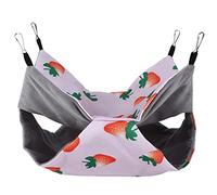 Qcwwy Strawberry Pet Cage Hammock Bunkbed Small Pet Bed Hanging Soft Warm Canvas Crystal Velvet Sleeping Bag with Easy Install for Hamster Guinea Pig Chinchilla Ferret Rabbit Rat (S Strawberry)