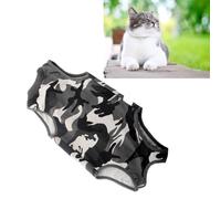Qcwwy Surgery Recovery Suits Cat Cleaning Grooming Supplies Post Surgery Suit for Cats After with Camouflage Pattern and Button Design Made of Modal for Wound Healing and (Camouflage S)
