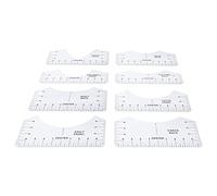 Qcwwy Tshirt Guide Ruler, PVC Material, 8 Sizes for All Ages, Ideal for T-Shirt Alignment and Sewing in Home and Tailor Shops (Round neck ruler transparent model)