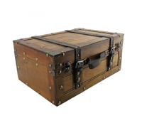 Qcwwy Vintage Wooden Trunk, Secure Elegance Storage Boxes Finely Crafted Decorative Retro Suitcase Retro Suitcase Gift Baskets for Wedding Baby Shower or Housewarming