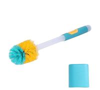 Qcwwy Wall Mounted Toilet Brush, Soft Bendable Flat Brush Head Detachable Anti Drip Base, with Non Marking Sticker for Home Bathroom Hotel Hospital Office School
