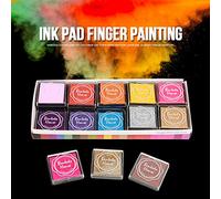 Qcwwy Water Soluble Ink Pads with 20 Colors for Stamps, Supplies for Crafts to Paint with the Fingers, Paint Set for Non - Fingers