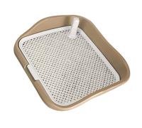 Qcwwy Wide Dog Tray with a Fence to Prevent Splashes, Comfortable Mesh Pads and Posts, Dog Training Toilet for Pet Lovers, 21.7x18.1x4.3in (Coffee)