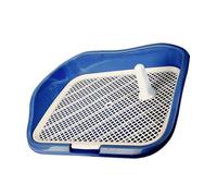 Qcwwy Wide Dog Tray with a Fence to Prevent Splashes, Comfortable Mesh Pads and Posts, Dog Training Toilet for Pet Lovers, 21.7x18.1x4.3in (Blue)