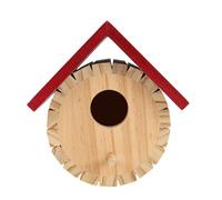 Qcwwy Wooden Bird House, Drop Shape Bird Cage with Perch and Ventilation Door Hanging Outdoor Sturdy Hummingbirds Nesting Box Exquisite Handcraft for Garden Yard Viewing
