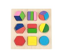 Qcwwy Wooden Educational Shape Sorter, Geometric Block Building Puzzle Set, Early Learning Cognitive Development Toy for Children Toy Building Block (one third)