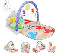 QCXWCJWD Baby Play Mat Gym, 5-in-1 Musical Activity Center with Piano, Lights & Detachable Toys | Tummy Time Mat for Newborns & Infants 0-12 Months | Machine Washable Gift for Boys & Girls (Grey)