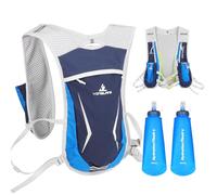 QCXWCJWD Running Vest Backpack, Lightweight Breathable Bike Backpack, Cycling Hydration Water Backpack with 2pcs 500ml Soft Flask, Outdoor Sports Trail Racing Marathon Hiking Fitness Bag(Blue)