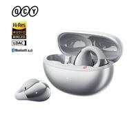 QCY Crossky C30S Open Ear Wireless Earphones Hi-Res with LDAC Ear Clip Earbuds Bluetooth 6.0 Clip On OWS Sports Headphones 40Hrs SILVER