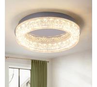 Qcyuui LED Ceiling Light Modern Crystal Ceiling Light, 3000K Warm Light Chrome Finish, Iron & Bubble Acrylic -Ceiling Lights for Bedroom, Hallway, Shop, Restaurant