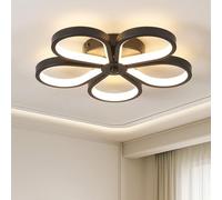 Qcyuui Modern LED Ceiling Light, Black Flower - Shaped Flush Mount Ceiling Lights with Iron & Aluminum Frame, Stylish Modern Lighting for Living Room, Bathroom, Hallway, Shop & Dining Area