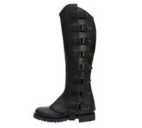 QCZJ Medieval Renaissance Steampunk Boots Covers Faux Leather Medieval Gaiters Knight Warrior Armor Boot Covers Spats Leg Guards for Knight Pirate Boots Covers Tops (black)