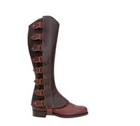 QCZJ Medieval Renaissance Steampunk Boots Covers Faux Leather Medieval Gaiters Knight Warrior Armor Boot Covers Spats Leg Guards for Knight Pirate Boots Covers Tops (brown)