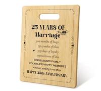QCZONE 25th Anniversary Chopping Board - Personalized Engraved Wooden Cutting Board 25th Wedding Anniversary Presents for Couple
