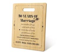 QCZONE 50th-Wedding Anniversary Chopping Board - Personalized Engraved Wooden Cutting Board Golden Wedding Anniversary Presents Gifts for Couple