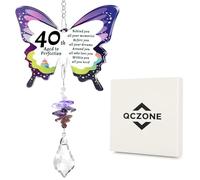 QCZONE Butterfly Suncatcher for 40th Birthday - Crystal Acrylic Pendant with Engraved Message Special 40th Birthday Present with Gift Box