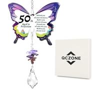 QCZONE Butterfly Suncatcher for 50th Birthday - Crystal Acrylic Pendant with Engraved Message Special 50th Birthday Present with Gift Box