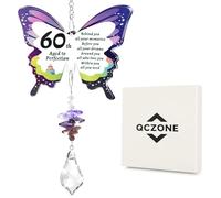 QCZONE Butterfly-Suncatcher for 60th Birthday Gifts - Crystal Acrylic Pendant with Engraved Message Unusual 60th Birthday Gifts for Women